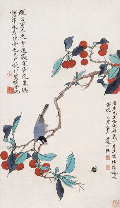 于非闇 己卯（1939年）作 赤果幽禽 立轴